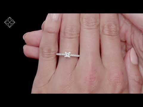 Princess Cut Lab Diamond Engagement Ring 0.50ct H/Si in 9K White Gold