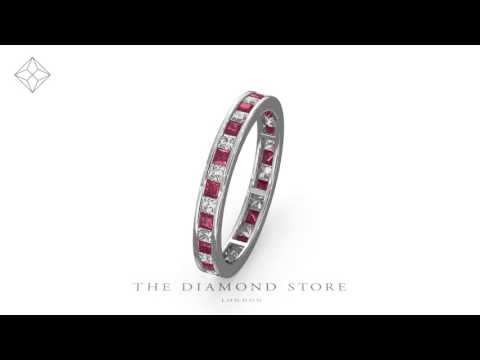 Eternity Ring Lauren Diamonds G/VS and Ruby 1.10CT - 18K White Gold
