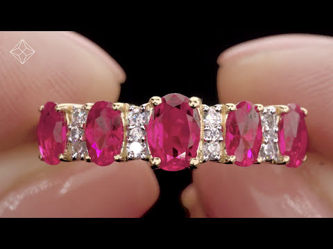 1.85ct Ruby and Lab Diamond Eternity Ring in 9K Gold - Asteria