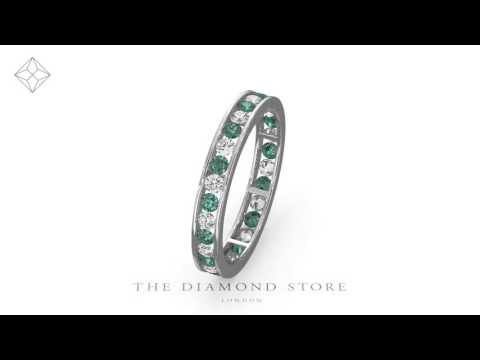 ETERNITY RING RAE DIAMONDS H/SI AND EMERALD 1.20CT - 18K WHITE GOLD