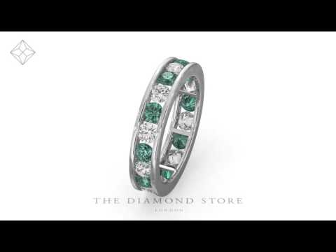 ETERNITY RING RAE DIAMONDS G/VS AND EMERALD 1.70CT - 18K WHITE GOLD