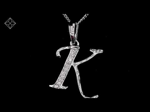 9K White Gold Diamond Initial 'K' Necklace 0.05ct