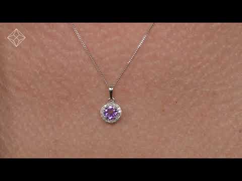 0.33ct Amethyst and Diamond Stellato Necklace in 9K White Gold