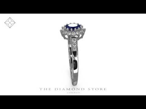 Sapphire Ring with Lab Diamonds in 925 Silver - 5 x 3mm Centre