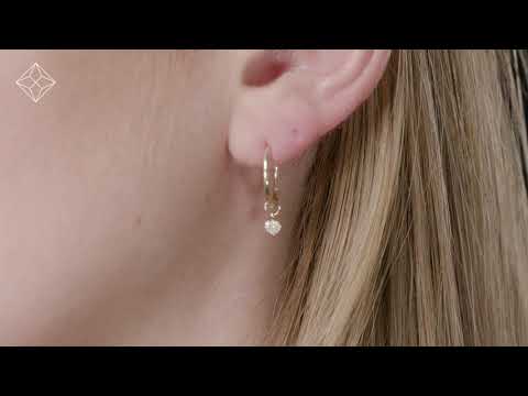 SINGLE Stellato Diamond Heart Charm Hoop Earring in 9K Gold
