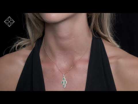 1ct Emerald Asteria Diamond Drop Pendant Necklace in 18K Gold