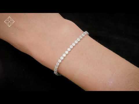 3ct Cluster Lab Diamond Tennis Bracelet H/Si Set in 9K White Gold