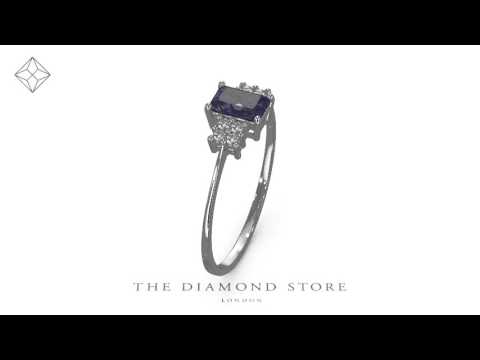 Tanzanite 6 x 4mm And Diamond 18K White Gold Ring FET37-VY