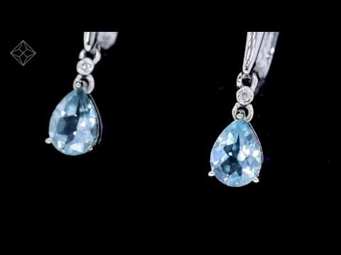 Stellato Blue Topaz and Diamond Earrings 0.03ct in 9K White Gold
