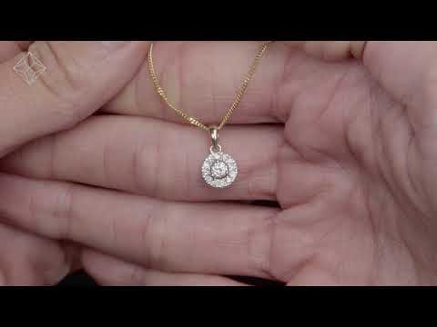 Lab Diamond Halo Pendant Necklace 0.25ct H/Si in 9K Gold