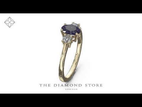 Tanzanite 7 x 5mm And Diamond 18K Gold Ring N4317