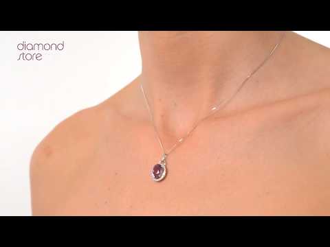 Amethyst 2.34CT And Diamond 9K White Gold Pendant Necklace