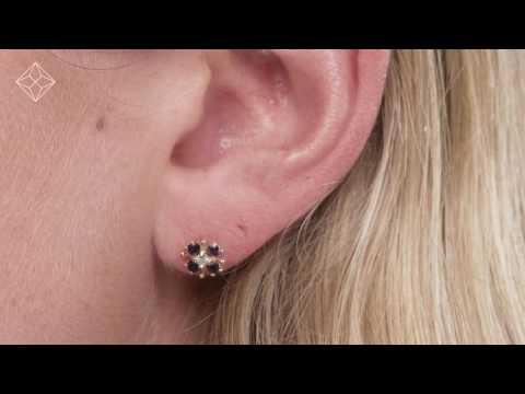 Sapphire 0.40CT And Diamond 9K Yellow Gold Earrings