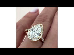 Diana 3.60ct Lab Diamond Pear Cut Engagement Ring in 18K Yellow Gold G/VS1