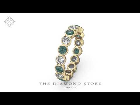 Emily 18K Gold Emerald 0.70ct and H/SI 1CT Diamond Eternity Ring