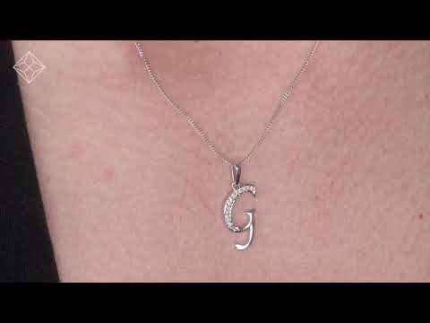 925 Silver Lab Diamond Initial 'G' Necklace 0.05ct