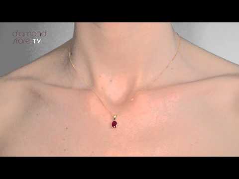 Ruby 7 x 5mm 18K Yellow Gold Pendant Necklace