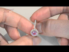 Halo 18K White Gold Diamond and Pink Sapphire Ring 0.36ct