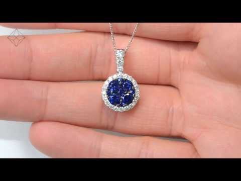0.65ct and 18K White Gold Diamond Halo Pendant Necklace - FR39