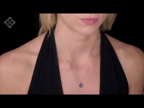 Blue and Yellow Sapphire Diamond Pendant Necklace in 9K White Gold