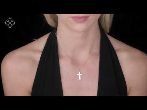 Cross Pendant Necklace 0.25CT Diamond in 9K White Gold