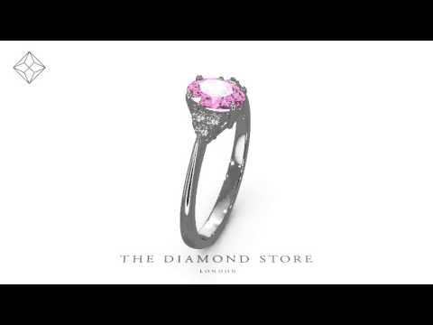 18K White Gold 0.85ct Pink Sapphire and 0.12ct Diamond Ring