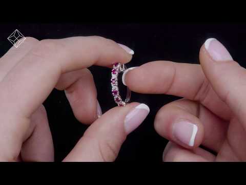 Ruby and Lab Diamond Hoops Earrings Stellato Collection in 925 Silver