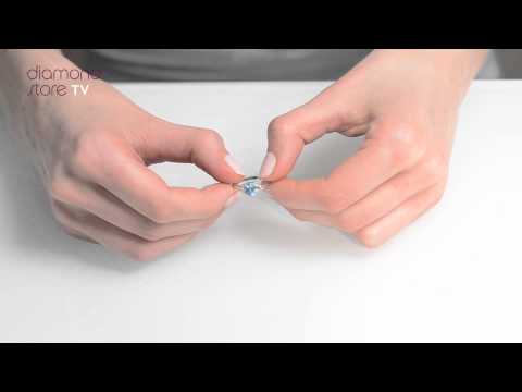 Blue Topaz 0.94CT And Diamond 9K White Gold Ring
