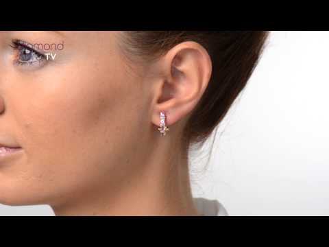 Pink Sapphire 1.15CT And Diamond 9K Yellow Gold Earrings