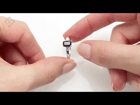 Sapphire 7 x 5mm And Diamond 18K White Gold Ring