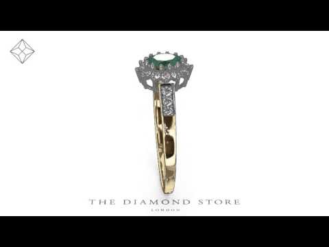 Emerald Ring with Lab Diamonds in 925 Silver - 5 x 3mm Centre
