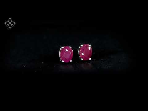 Ruby 5x4mm 0.70ct Studs Earrings in 9K White Gold