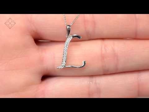 9K White Gold Diamond Initial 'L' Necklace 0.05ct