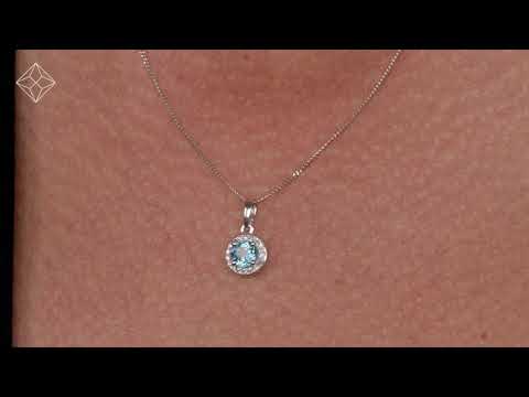 0.37ct Swiss Blue Topaz and Diamond Stellato Necklace in White Gold