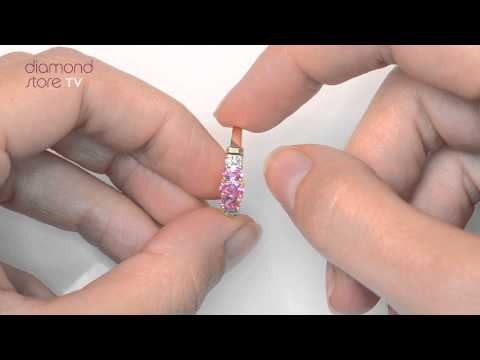 Pink Sapphire and 0.02ct Diamond Ring 9K Yellow Gold