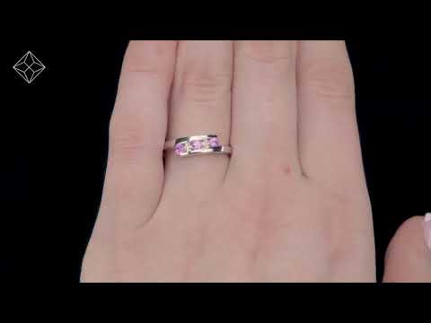 9K White Gold Diamond and Pink Sapphire Ring