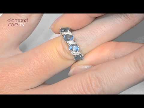 Blue Topaz 0.98CT And Diamond 9K White Gold Ring
