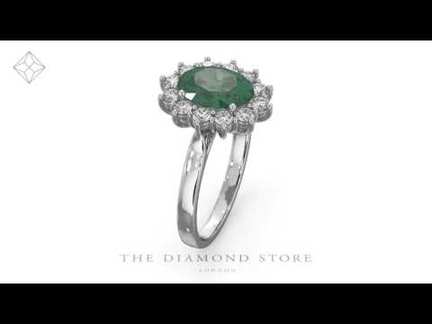 Emerald 1.95CT And Lab Diamond 1.00ct Cluster Ring Set in Platinum