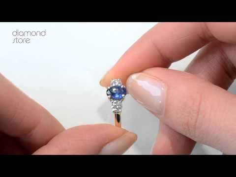 Sapphire 0.80ct And Diamond 0.50ct 18K Gold Ring FET23-U