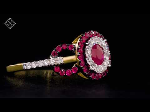 0.90ct Ruby and Diamond Circles Ring in 18K Gold - Asteria Collection
