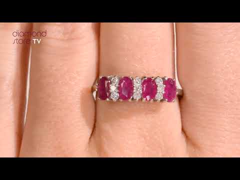 Ruby 1.12ct And Diamond 9K White Gold Ring