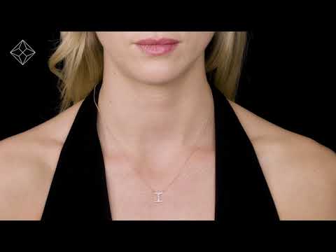 Initial 'I' Necklace Diamond Encrusted Pave Set in 9K Rose Gold