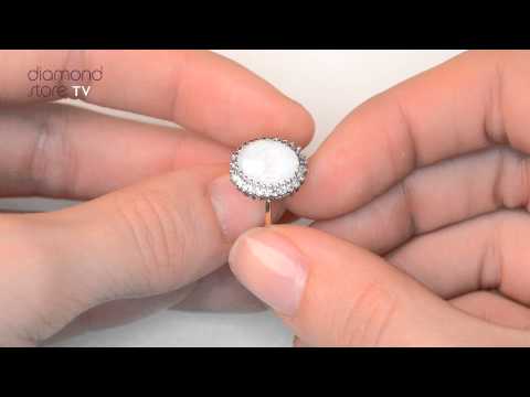 Opal 10 x 8mm And Diamond 9K Yellow Gold Ring