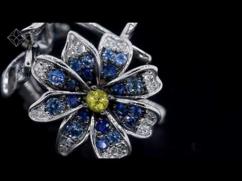 Sapphire Yellow Sapphire and Diamond Stellato Earrings 9K White Gold