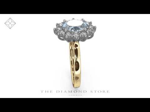 Aquamarine 1.7ct and Diamond 1.00ct Cluster Ring in 18K Gold