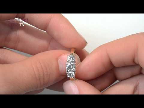 Ellie 18K Gold 3 Stone Diamond Ring 1.00CT H/SI