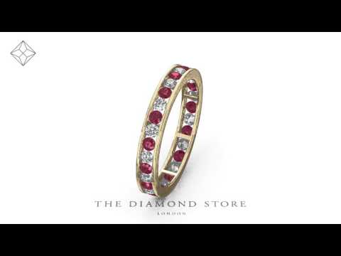 ETERNITY RING RAE DIAMONDS H/SI AND RUBY 1.30CT - 18K GOLD