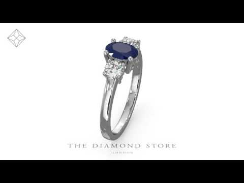 Sapphire 0.80ct And Lab Diamonds G/Vs 0.50ct Platinum Ring