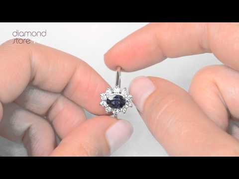 Sapphire 0.80ct And Diamond 0.50ct 18K White Gold Ring