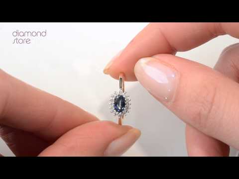 Sapphire 6 x 4mm And Diamond Ring 9K Yellow Gold